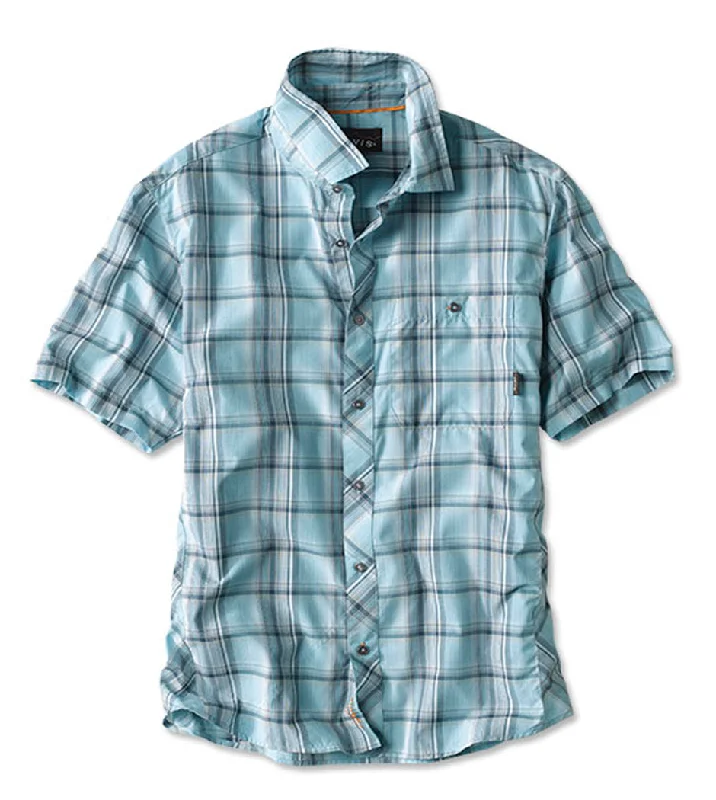 Men's short-sleeve relaxed graphic top-Exploded Plaid Short-Sleeved Camp Shirt