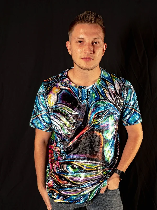 Men's short-sleeve bright pattern top-Eye Fly Unisex Crew