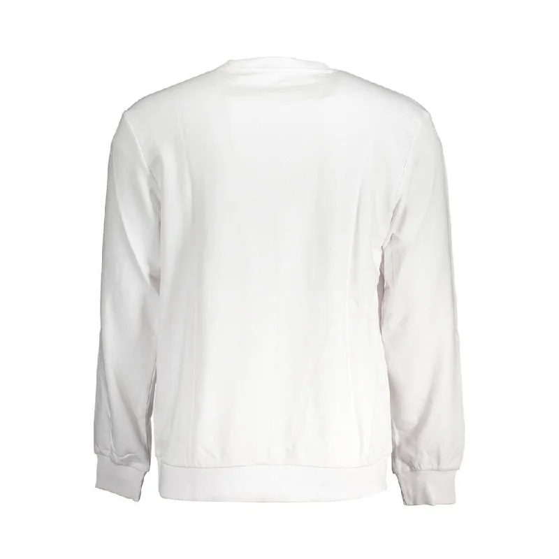 Men's modern cable cardigan-Fila Eco-Conscious White Crew Neck Men's Sweater