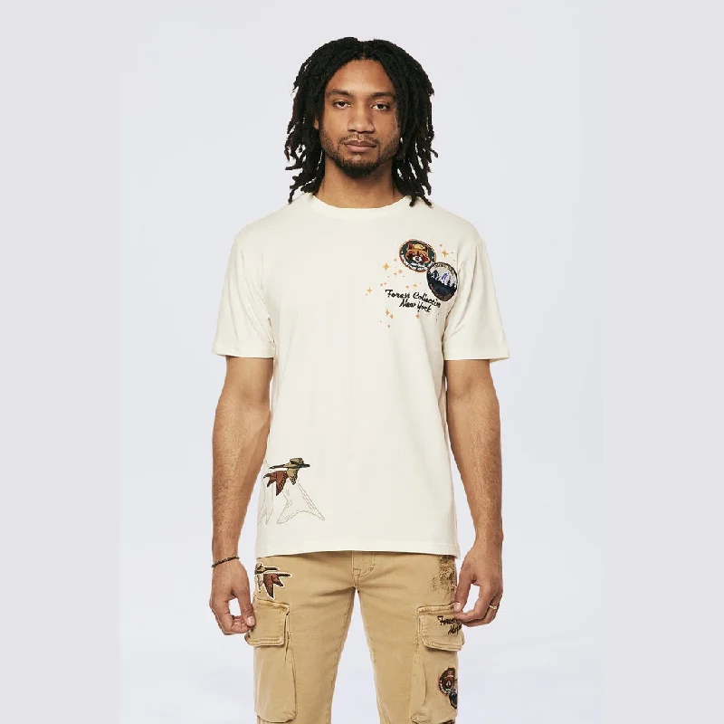 Men's short-sleeve tropical print top-Forest Collection SS Tee - Chalk