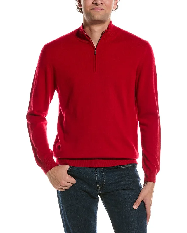 Men's warm mock sweater-Forte Cashmere Mock Neck Cashmere 1/4-Zip Sweater