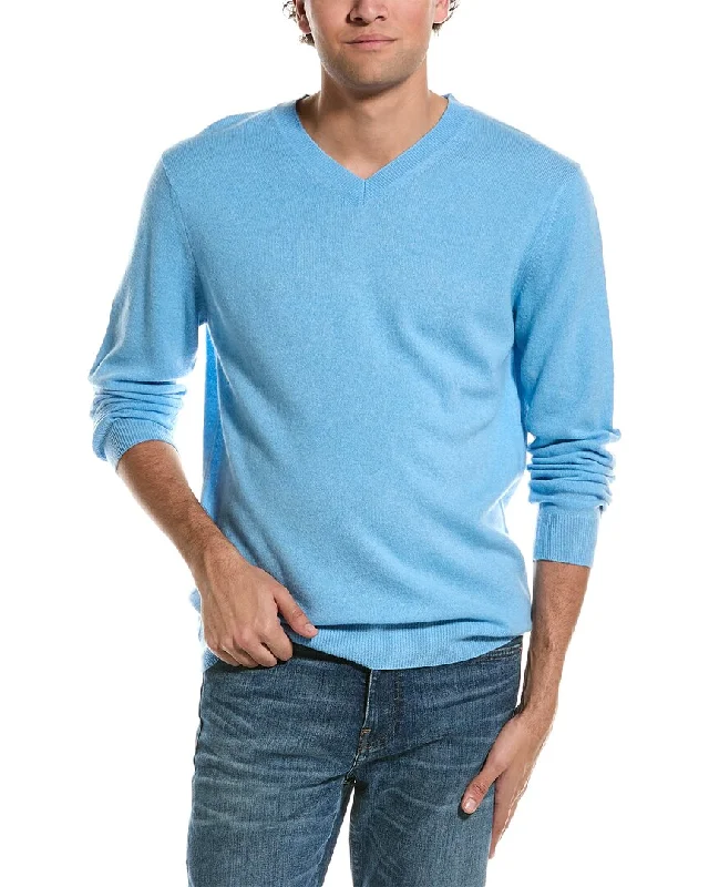 Men's warm ribbed sweater-Forte V-Neck Cashmere Sweater