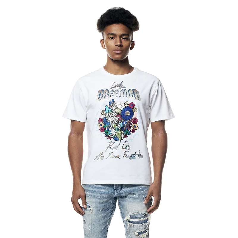 Men's short-sleeve cool neon shirt-Dreamer Graphic Tee - White