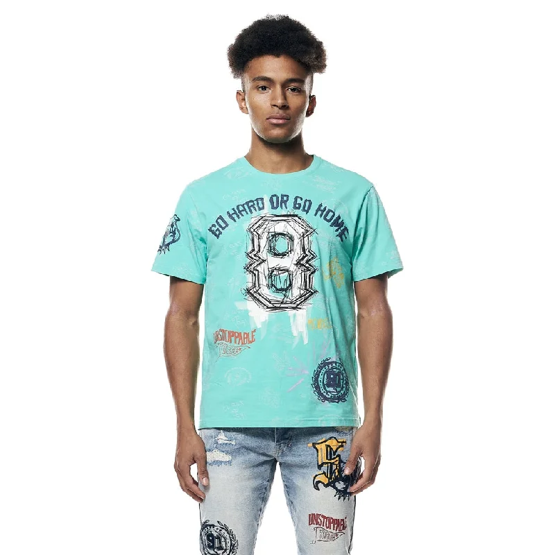 Men's short-sleeve tie-dye shirt-Graphic Varsity Tee - Oasis