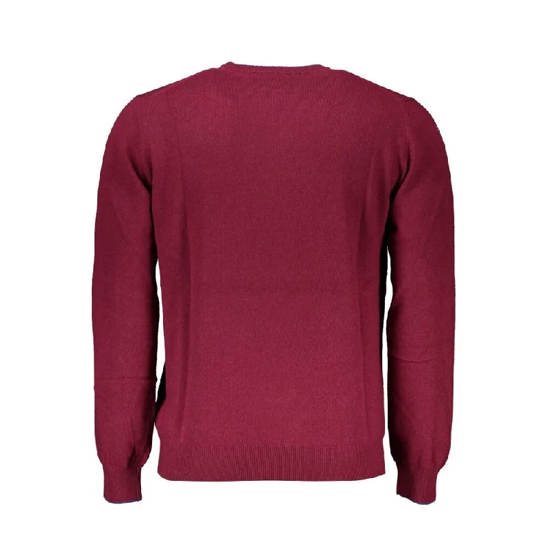 Men's soft ribbed sweater-Harmont & Blaine Chic Pink Crew Neck Sweater with Contrast Men's Details