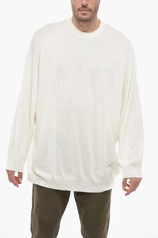 Men's modern ribbed sweater-Hed Mayner Lightweight Cotton Crew-neck Sweater