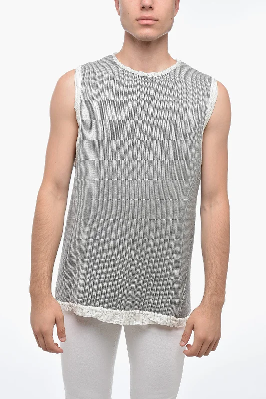 Men's lightweight shawl sweater-Hed Mayner Sleeveless Lightweight Cotton Crew-neck Sweater