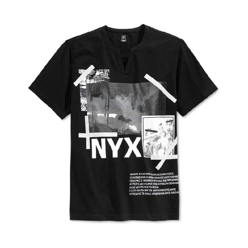 Men's short-sleeve minimalist v-neck tee-I-N-C Mens Nyx Split Graphic T-Shirt