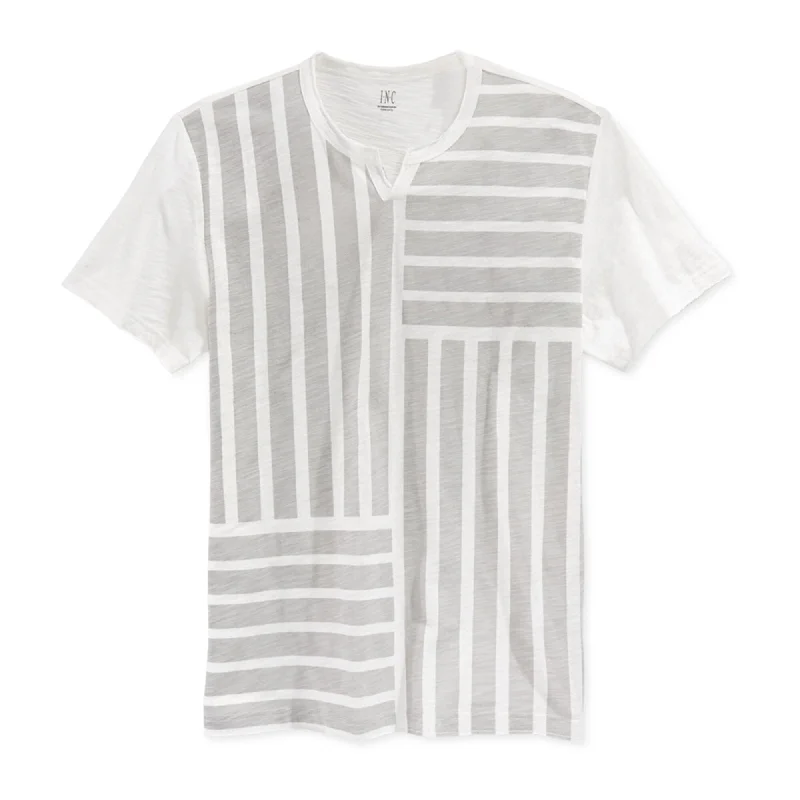 Men's short-sleeve casual pocket shirt-I-N-C Mens Pine Stripe Split Graphic T-Shirt