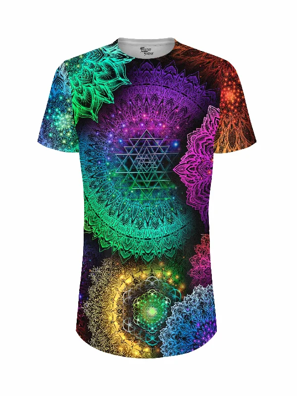 Men's short-sleeve casual Henley shirt-Illuminated Mandala Tall Tee