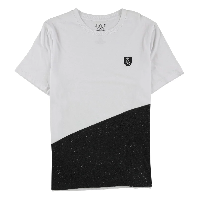 Men's short-sleeve loose graphic shirt-Jem Mens Colorblocked Graphic T-Shirt, White, X-Large