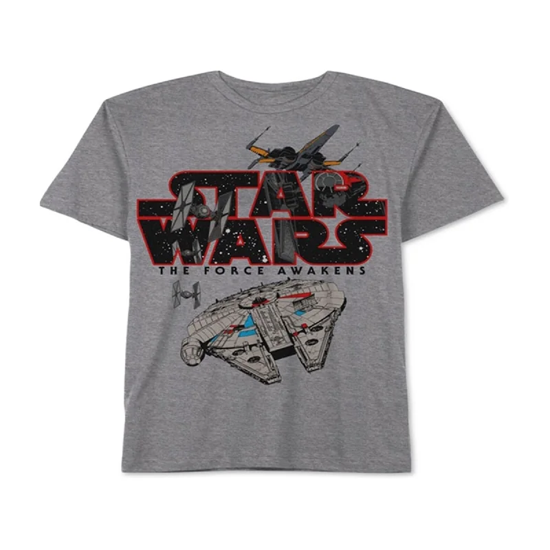 Men's short-sleeve minimalist graphic tee-Jem Mens The Force Awakens Graphic T-Shirt, Grey, Small