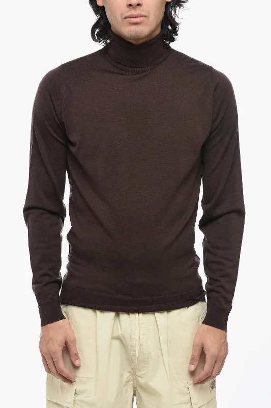 Men's warm ribbed sweater-John Smedley Merinos Wool Turleneck Sweater