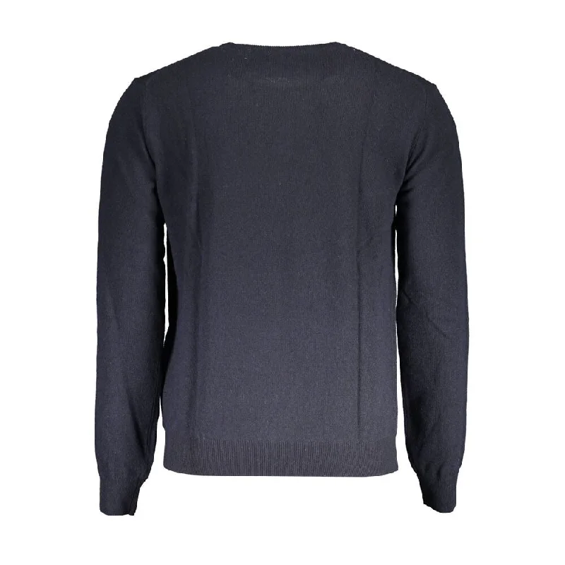 Men's cozy shawl sweater-La Martina Blue Wool Men Men's Sweater