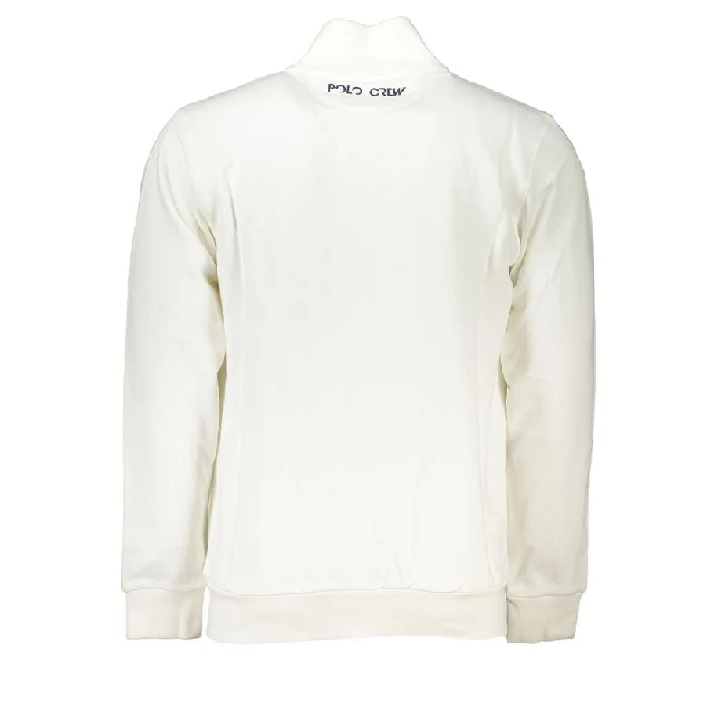 Men's stylish merino sweater-La Martina Elegant White Fleece Sweatshirt - Regular Men's Fit