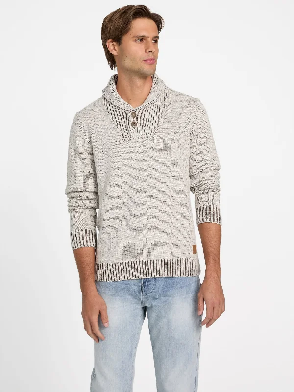 Men's slim merino sweater-Leo Marled Shawl Sweater