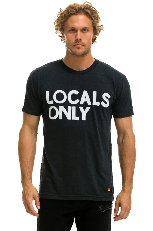 Men's short-sleeve casual ribbed shirt-LOCALS ONLY TEE - CHARCOAL