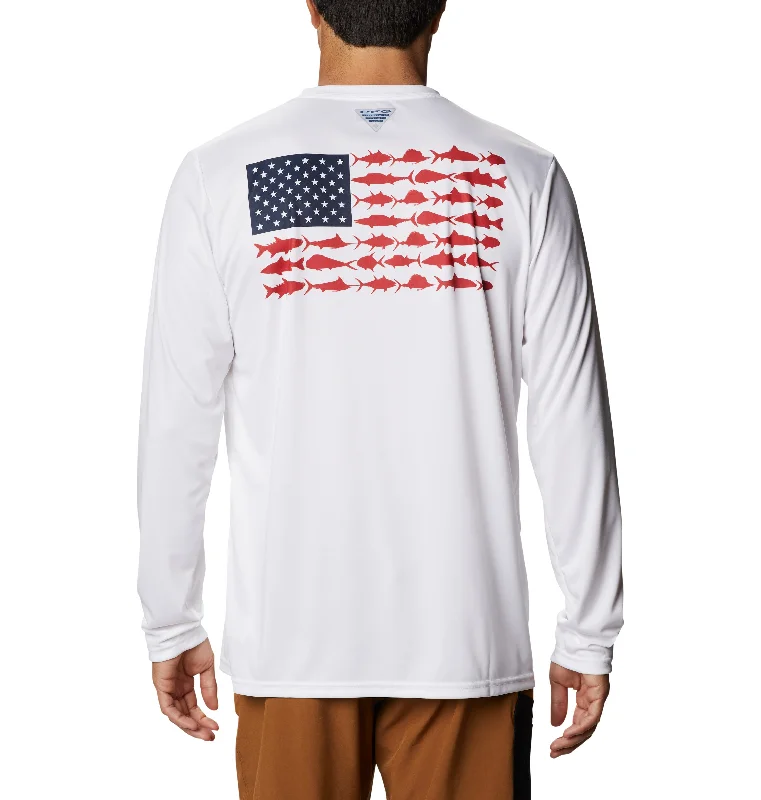 Men's short-sleeve bamboo fabric top-Men's Terminal Tackle PFG Fish Flag Long Sleeve Shirt