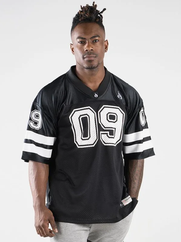 Men's short-sleeve anti-odor shirt-Mens Varsity Jersey - Black