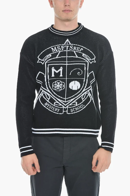 Men's casual mock sweater-MSFTSrep Organic Cotton Crew-Neck Sweater with Contrast Embroidery