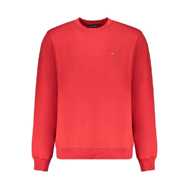 Men's textured cable pullover-Napapijri Red Cotton Men's Sweater