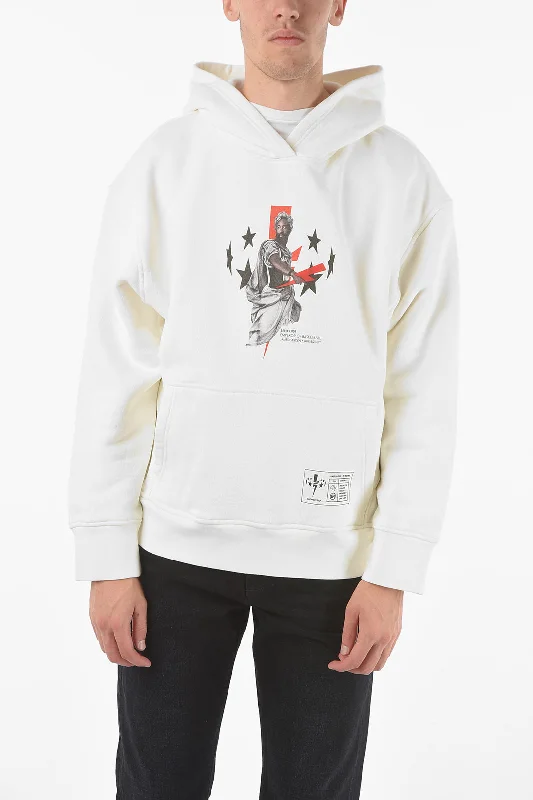 Men's breathable alpaca sweater-Neil Barrett JAMES HARDEN Patch Pocket Printed EMPEROR OF BASKETBALL Hood