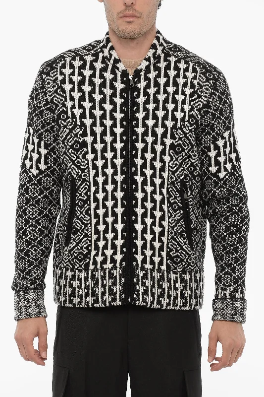 Men's trendy shawl pullover-Neil Barrett Multi Patterned Wool Sweater