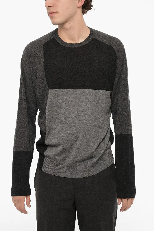 Men's casual ribbed pullover-Neil Barrett Two-Tone Wool Sweater