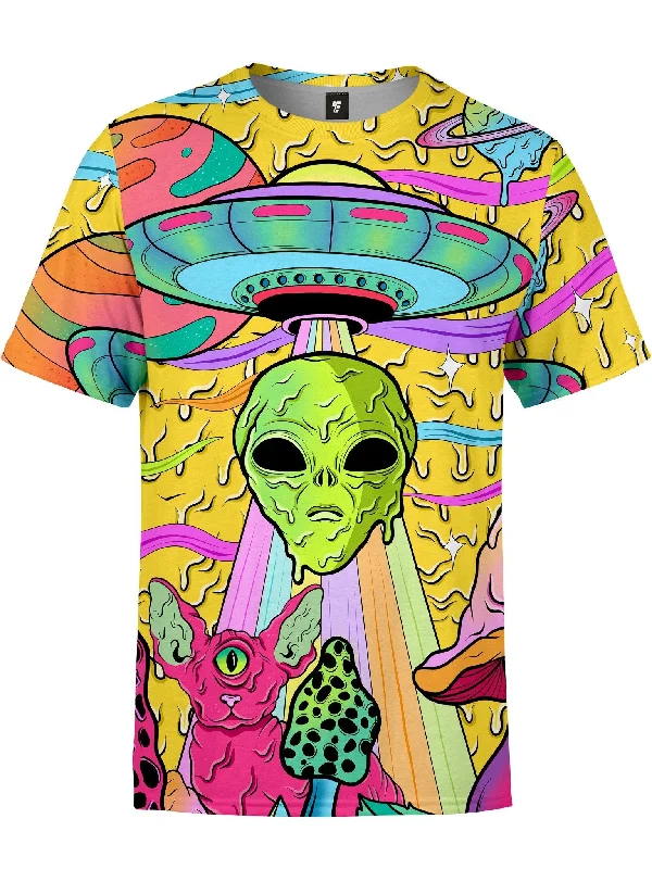 Men's short-sleeve soft ribbed tee-Neon Alien Drip Invasion (Yellow) Unisex Crew