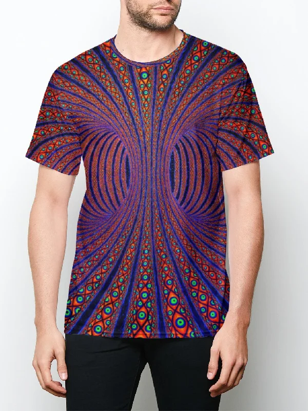 Men's short-sleeve relaxed beach shirt-Neon All Seeing Torus Unisex Crew