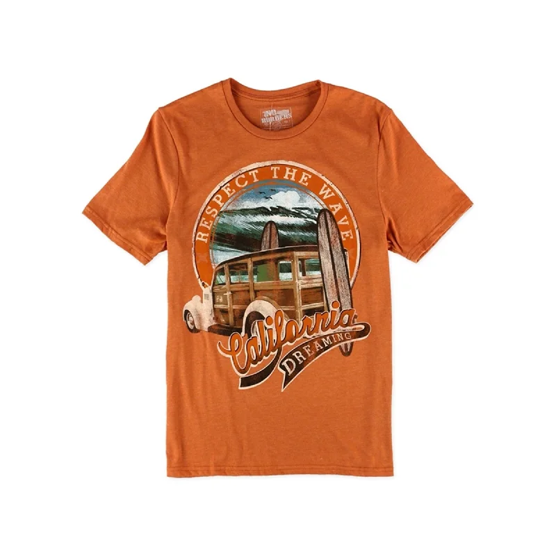 Men's short-sleeve urban graphic top-No Borders Mens California Dreaming Graphic T-Shirt, Orange, Small