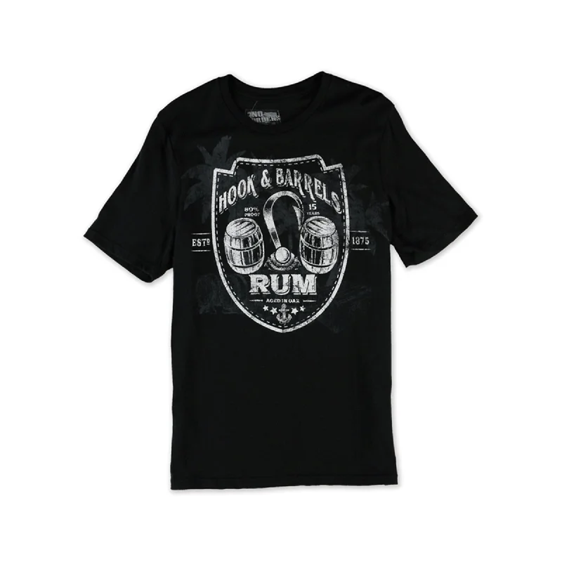 Men's short-sleeve subtle logo top-No Borders Mens Hook & Barrels Rum Graphic T-Shirt, Black, Small