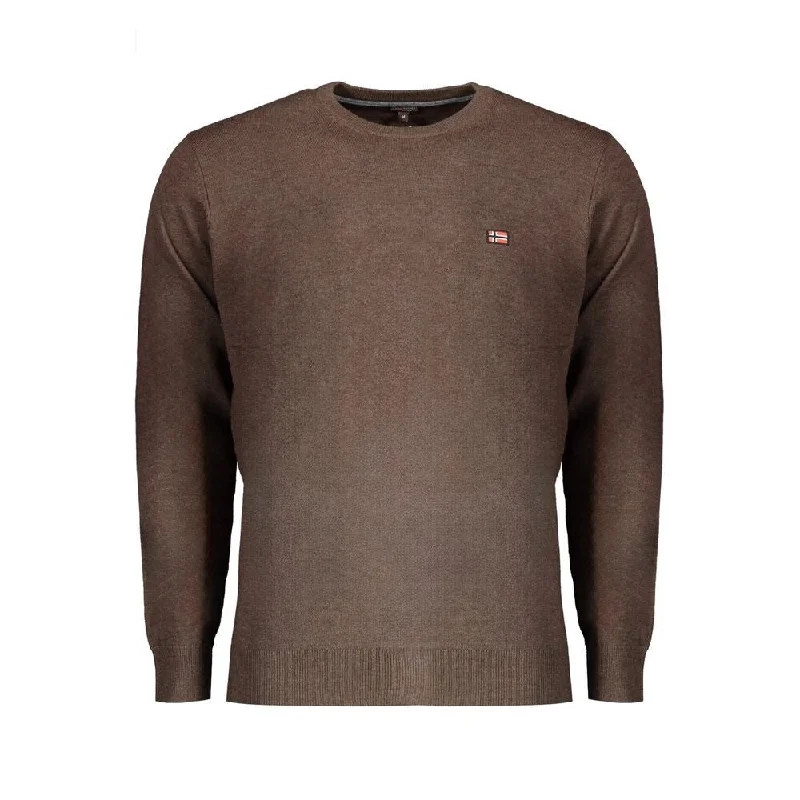 Men's textured cable pullover-Norway 1963 Brown Wool Men Men's Sweater