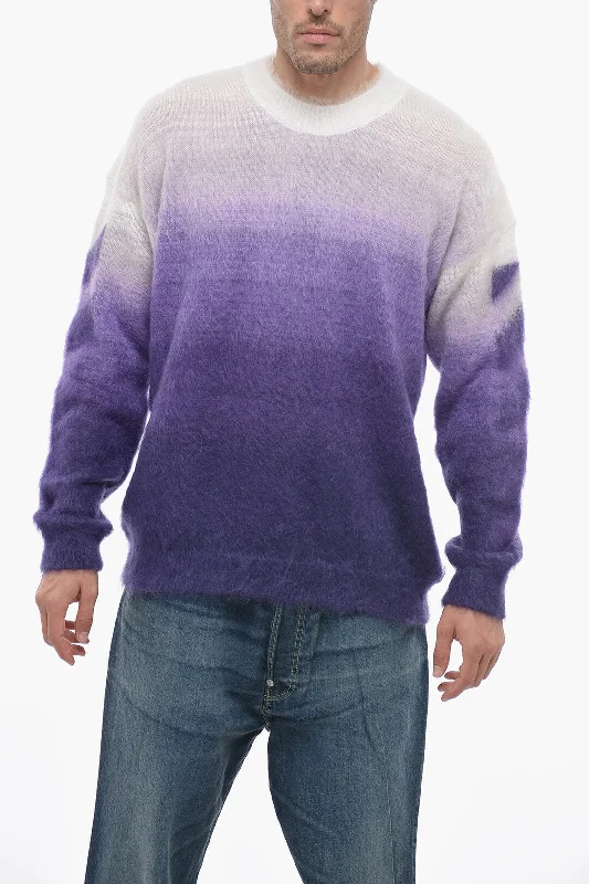 Men's cozy rib pullover-Off-White SEASONAL Degradè Mohair Blend DIAG ARROW Sweater