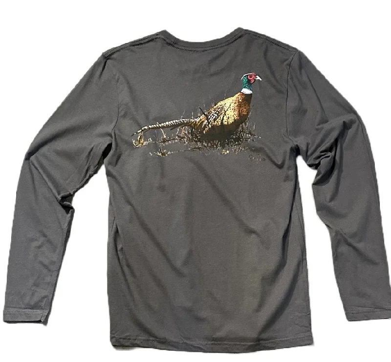 Men's short-sleeve vintage wash tee-Orvis Griffin Pheasant Long Sleeve Tee