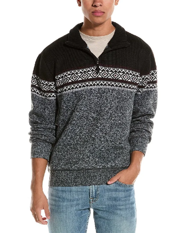 Men's slim textured sweater-Point Zero Bonded 7 Gauge Recycled Texture 1/4-Zip Sweater