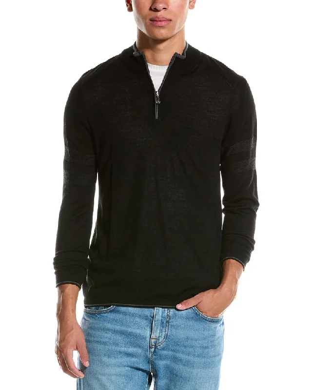 Men's modern cable cardigan-Raffi Wool-Blend 1/4-Zip Sweater