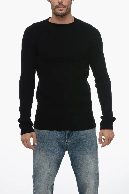 Men's warm textured cardigan-Rick Owens LUXOR Crew Neck Cashmere Blend Pullover with Jacquard Detail