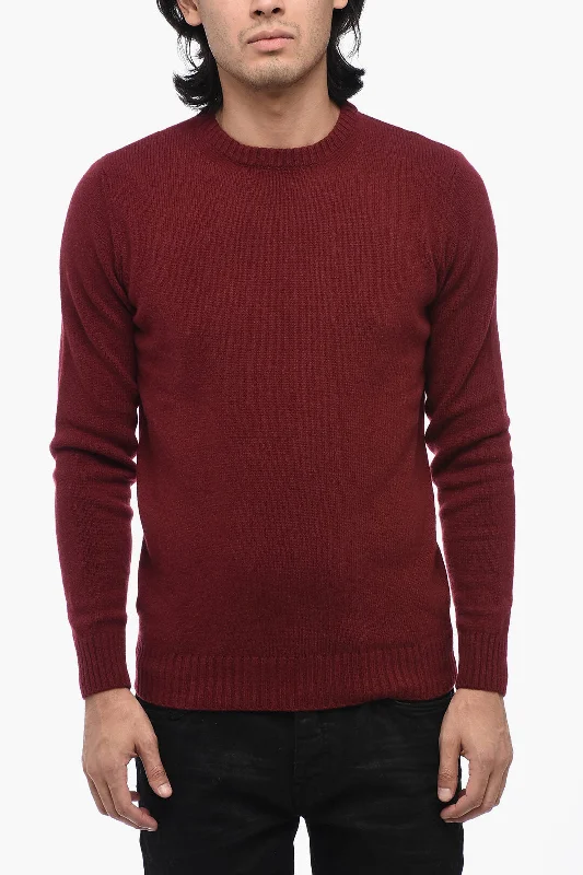 Men's trendy mock sweater-Rifo' SUGAR Solid Color Wool and Cashmere Crew-neck Sweater