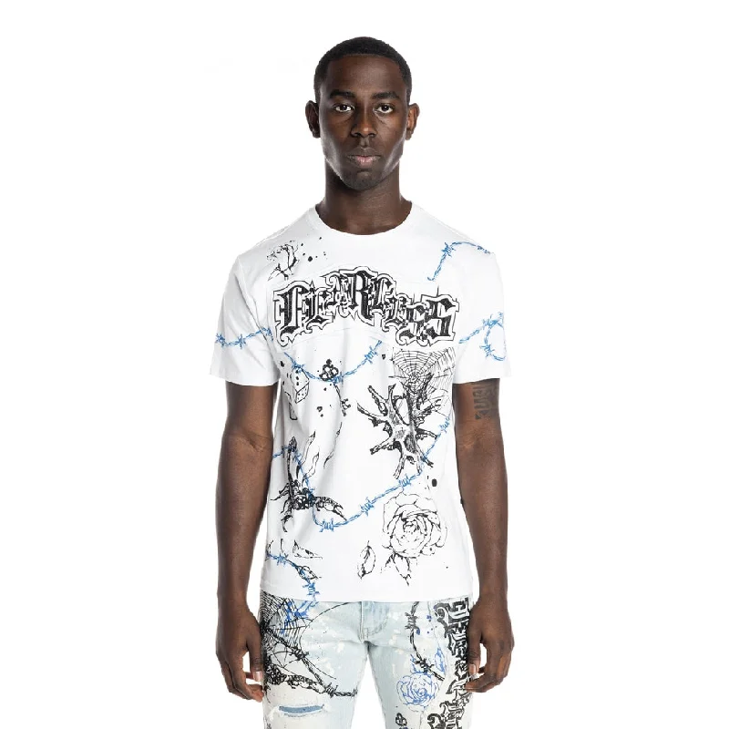 Men's short-sleeve tie-dye shirt-Scorpion Fashion Tee - White