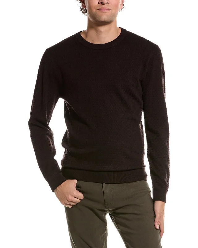 Men's lightweight alpaca sweater-Slate & Stone Popcorn Stitch Wool Crewneck Sweater