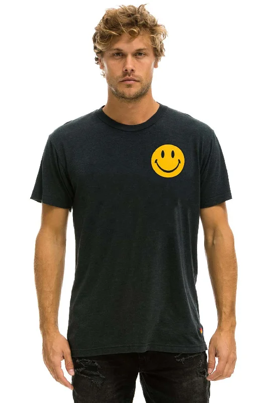 Men's short-sleeve tropical vibe tee-SMILEY 2 CREW TEE - CHARCOAL