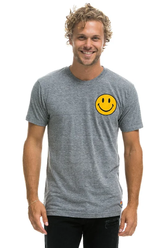 Men's short-sleeve high-stretch tee-SMILEY 2 CREW TEE - HEATHER GREY