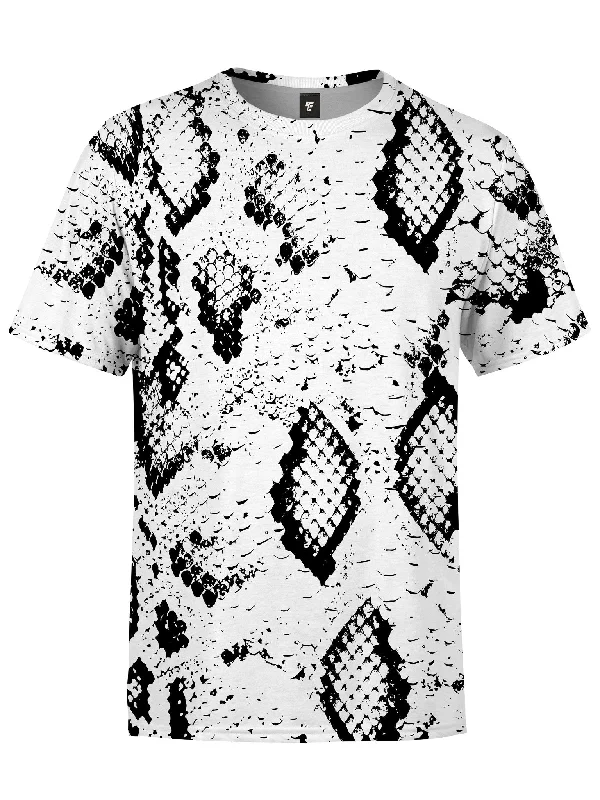 Men's short-sleeve relaxed graphic top-Snake Skin (White) Unisex Crew