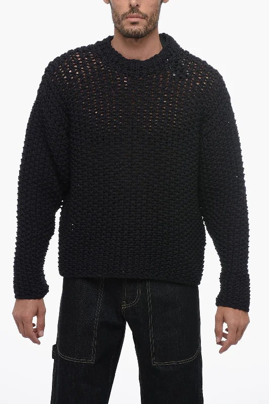 Men's classic textured sweater-Stone Island Crew Neck MARINA Crochet Designed Pullover