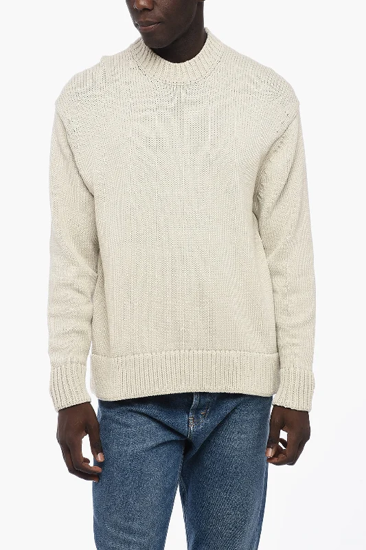 Men's soft alpaca sweater-Studio Nicholson Cotton Blend Oversized Fit Crew-neck Sweater