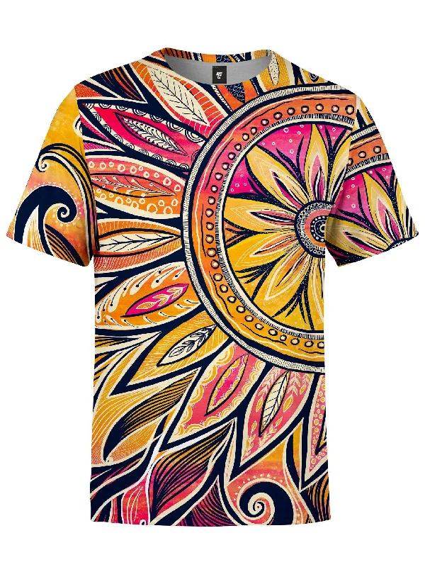 Men's short-sleeve casual logo tee-Sun/Moon-Ray Mandala Unisex Crew