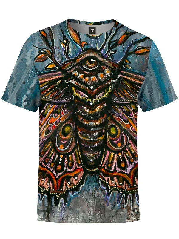 Men's short-sleeve breathable pattern shirt-Third Eye Moth Unisex Crew