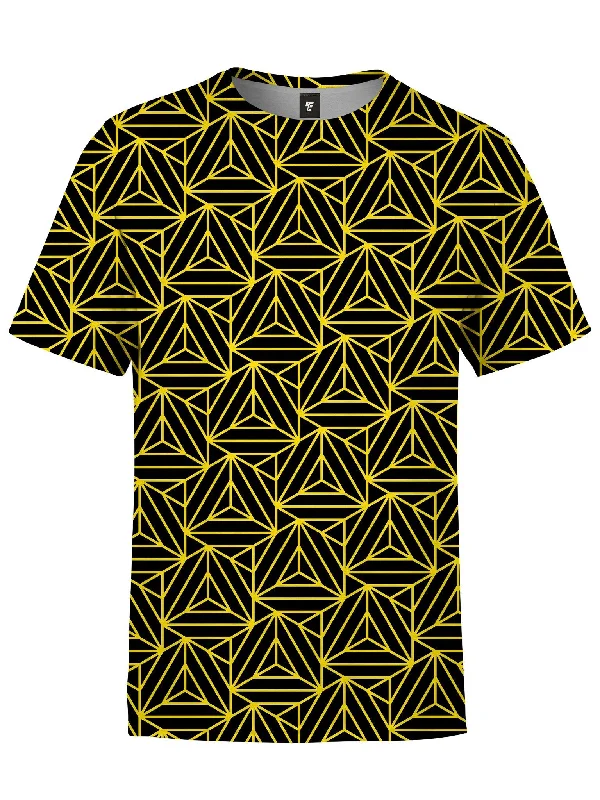 Men's short-sleeve cool neon shirt-Trinity Vortex (Yellow) Unisex Crew