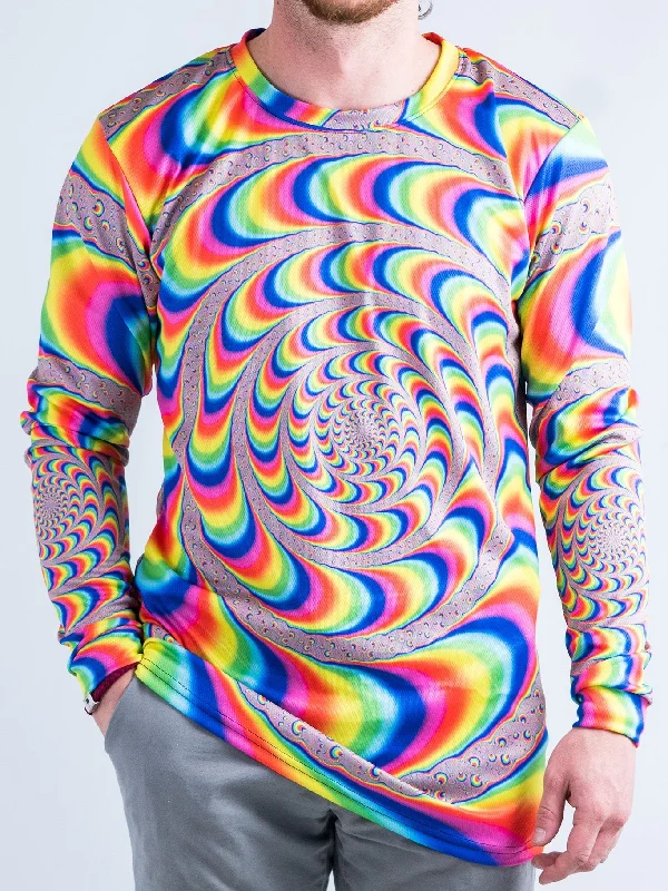 Men's short-sleeve sporty graphic shirt-Trippy Spirals Vented Long Sleeve Shirt